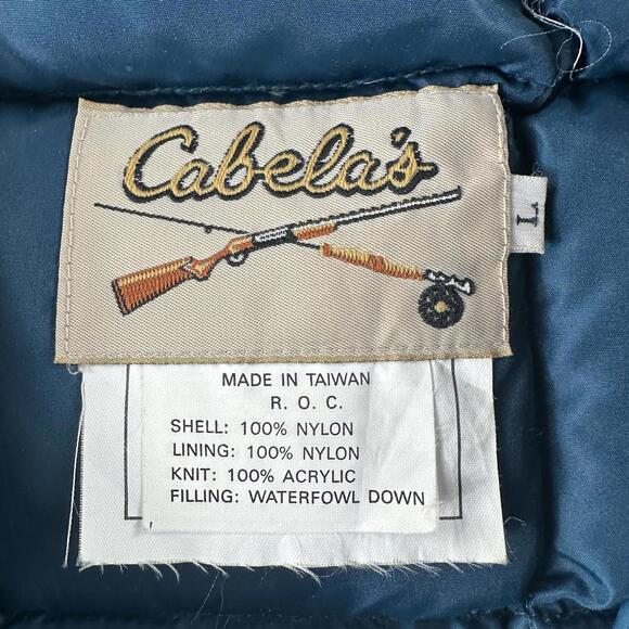 VTG Cabelas Down Puffer Vest Womens Large Deep Teal Square Quilt Thick Fill Warm - Picture 2 of 6